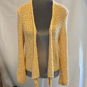 Chico's Yellow Textured Open-Front Cardigan